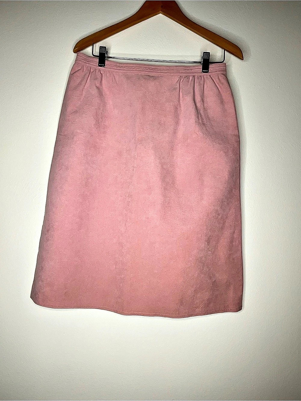 UltraSuede Pink Suede Midi Skirt